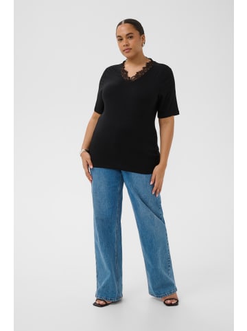 KAFFE curve T-Shirt kurzarm KCcarli Tight fit in Black Deep