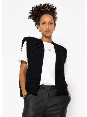 SASSYCLASSY Ärmellose Strickweste mit strukturierten Schultern in Schwarz