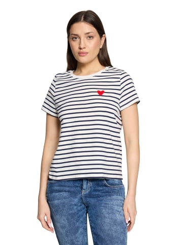 CARTOON Kurzarm-Shirt mit Rundhalsausschnitt in Weiß/Dunkelblau