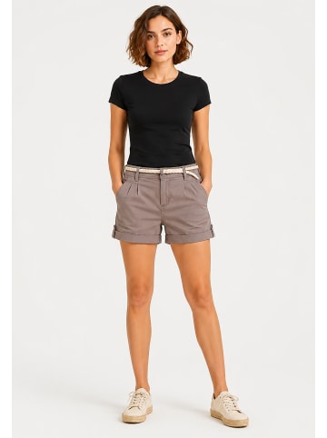 Eight2Nine Shorts Gürtel Eingrifftaschen Regular Fit Zip-Fly in Braun