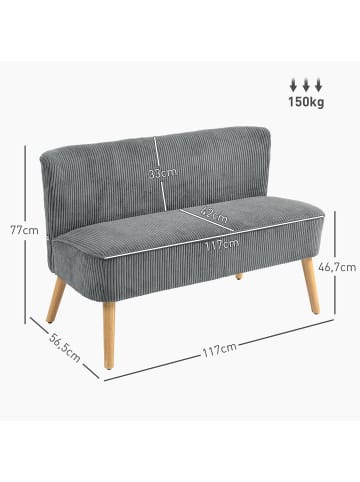 HOMCOM Sofa in Hellgrau 117L x 56,5B x 77H cm