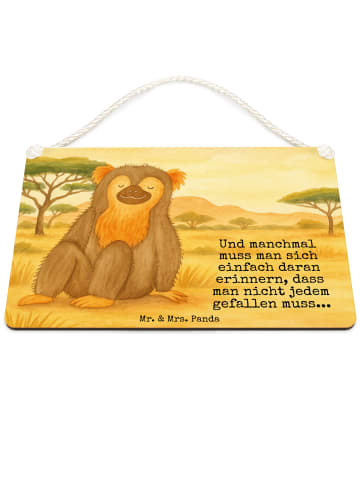 Mr. & Mrs. Panda Holzschild Affe Design mit Spruch in Weiß