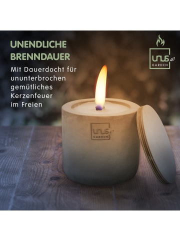 UNUS Outdoorkerze Kerzen quaderförmig 2er Set handgemacht in Grau