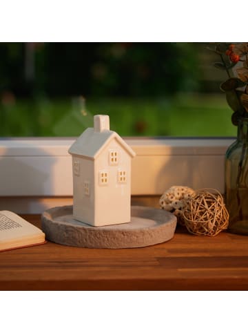 relaxdays Teelichthaus in Weiß - (B)6,5 x (H)14x (T)7 cm