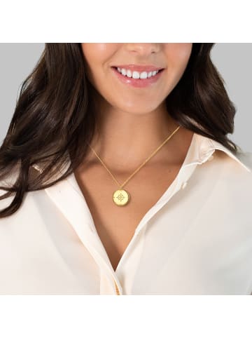 Lulu & Jane Diamant-Kette Kompass Sterling Silber Diamant in gelbgold