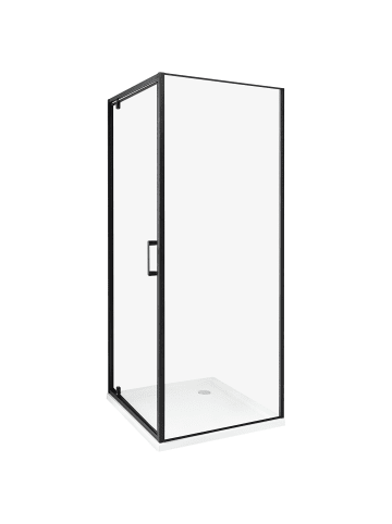 Beliani Duschkabine DARLI in Transparent/Schwarz - (W) 70 x (H) 185 x (L) 70 cm