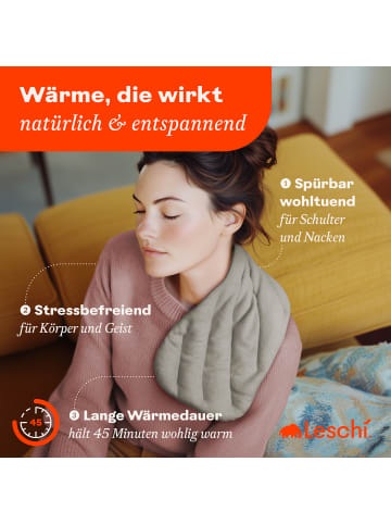 Leschi Körnerkissen 100 % Bio-Baumwolle, Wärmekissen "Rechteck" in grau