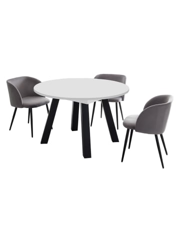 58 aufm Kessel ESSTISCH Rund ausziehbar Edda 3 130x130x78 Küchentisch Schwarz/Weiß