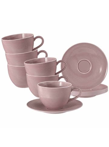 Seltmann Weiden 6er Set Milchkaffeetassen mit Untertassen Beat Color Glaze 350 ml in Altrosa