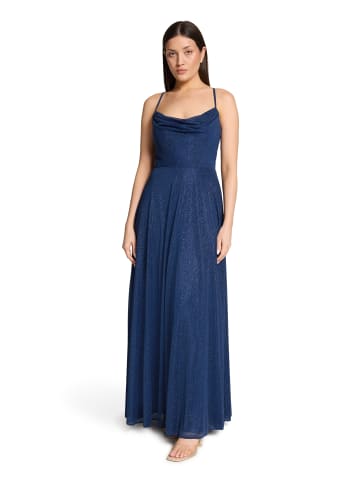 Vera Mont Abendkleid mit Wasserfallausschnitt in Dunkelblau/Grau