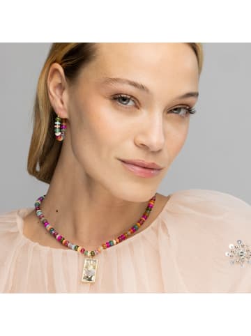 Luxenter Halskette aus 925er Sterlingsilber und mehrfarbigem Achat mit 18k Goldveredelung