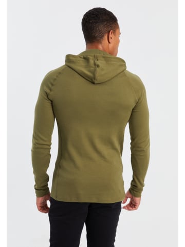 Leif Nelson Herren Gym-Sweatshirt Kapuze LN-8287 in khaki-schwarz