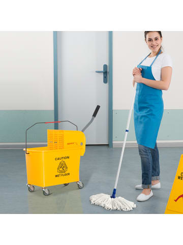 HOMCOM Putzwagen in Gelb 60L x 27B x 70,5H cm