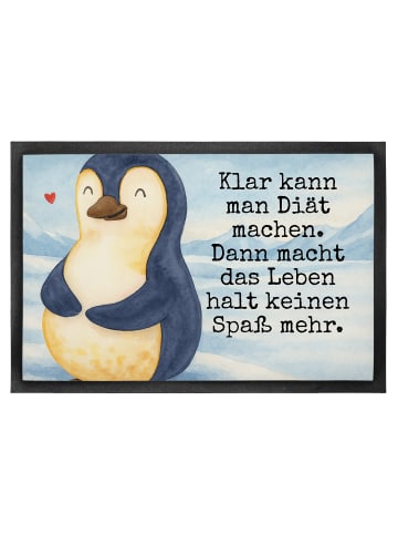 Mr. & Mrs. Panda Fußmatte außen Pinguin Diät Design mit Spruch in Weiß