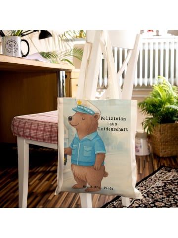 Mr. & Mrs. Panda Tasche Polizistin Leidenschaft Design mit Spruch in Weiß