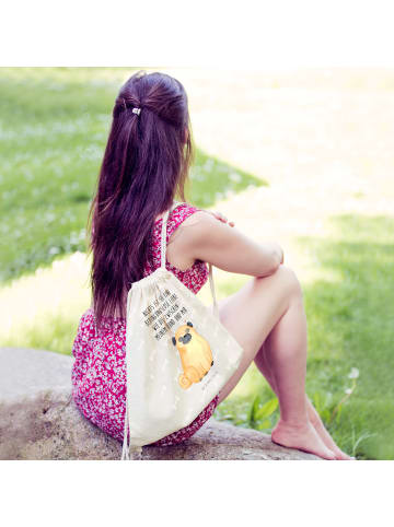 Mr. & Mrs. Panda Stofftasche Mops mit Spruch in Creme