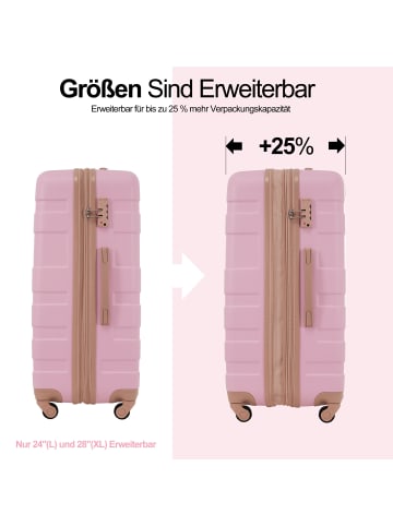 ABRIHOME 3er Koffer Set Hartschalenkoffer 68 cm mit 4 Rollen und TSA, Rosa