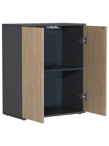 VCM  Holz Kommode Sideboard Anrichte Dalosa 2 Drehtüren in Anthrazit / Honig-Eiche