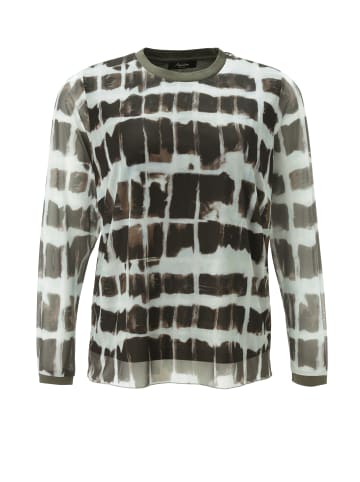 Aniston PLUS Langarmshirt in khaki-hellblau-braun