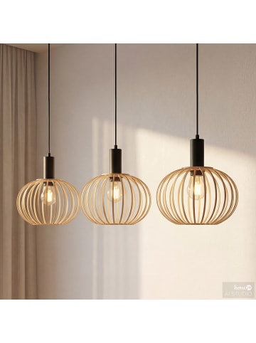 home24 Pendelleuchte ZESTA 3-flammig in Beige / Schwarz