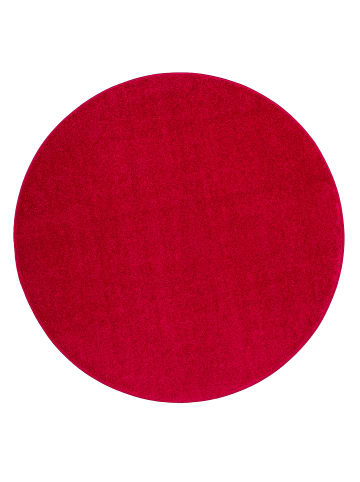 Snapstyle Hochflor Velours Teppich Luna Rund in Rot