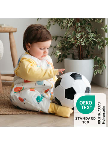 Schlummersack Schlafsack mit Füßen und umklappbaren Bündchen, 2.5 TOG in Weiß-Gelb