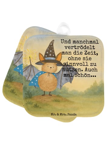 Mr. & Mrs. Panda Topflappen Fledermaus Zauberer Design mit Spruch in Weiß
