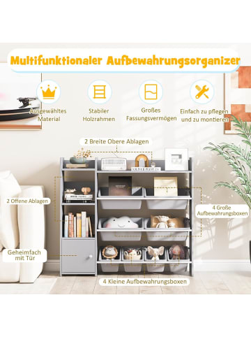 COSTWAY Spielzeugregal mit 8 Aufbewahrungsboxen in Grau