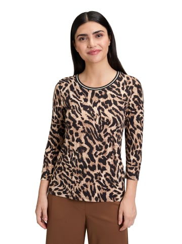 Betty Barclay Basic Shirt mit Rippbündchen in Schwarz/Beige
