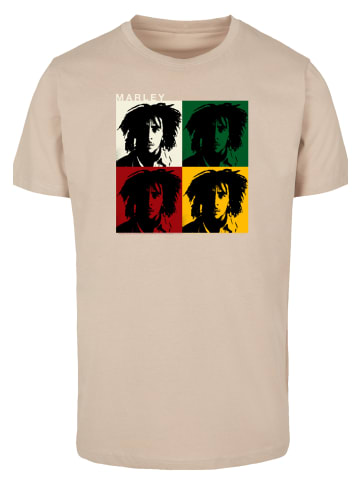 F4NT4STIC T-Shirt Bob Marley Colour Blocks Two Sleeves Reggae Music in sand