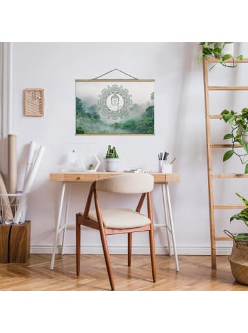 WALLART Stoffbild mit Posterleisten - Buddha Mandala im Nebel in Grün