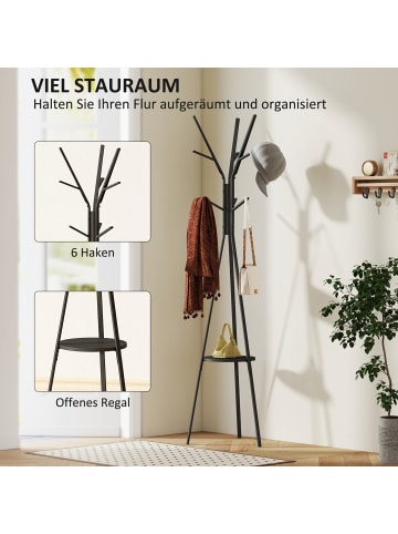 HOMCOM Garderobenständer-45L x 45B x 180H cm-Schwarz