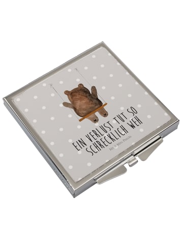 Mr. & Mrs. Panda Kosmetikspiegel Bär Schaukel mit Spruch in Grau Pastell