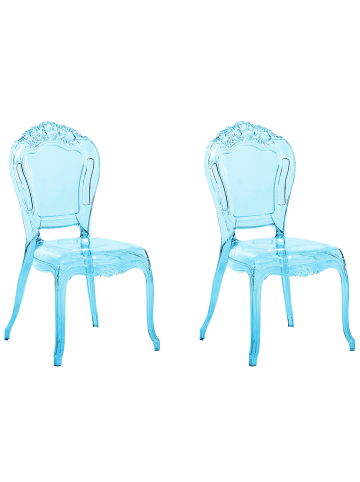 Beliani 2er-Set Bankettstuhl VERMONT in Blau/Transparent