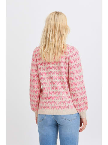 ICHI Strickpullover IHBRIELLE Loose fit in Oatmeal w. Pink Yarrow