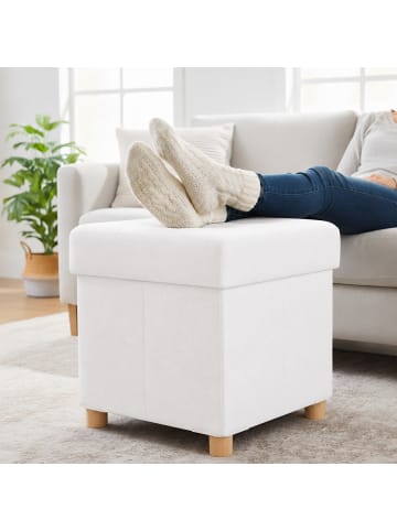 relaxdays Hocker in Weiß - (B)38 x (H)8 x (T)38 cm