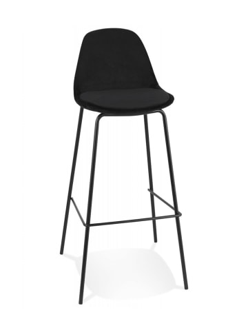 KADIMA DESIGN Barhocker 75 cm Sitzhöhe Samt Schwarz mit Rückenlehne | Modern in Schwarz