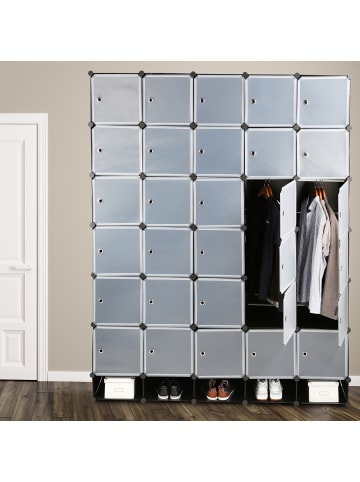 relaxdays Kleiderschrank Stecksystem in Schwarz - (B)180 x (H)234 x (T)46,5 cm