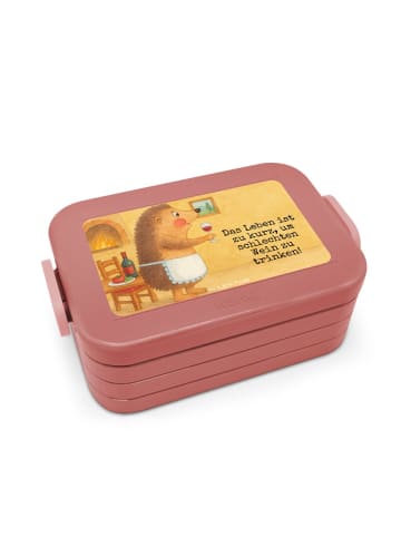 Mr. & Mrs. Panda Bentobox Igel Wein Design mit Spruch in Rot Pastell