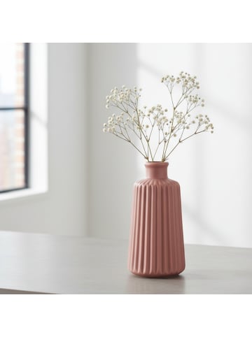 Boltze Keramikvase ESKO, handbemalt in Rosa, Ø 9,5 x (H) 17 cm