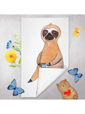 Mr. & Mrs. Panda Mini-Handtuch Faultier Kaffee ohne Spruch in Weiß