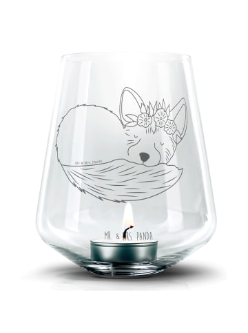 Mr. & Mrs. Panda Teelichthalter Wüstenfuchs Blumen ohne Spruch in Transparent