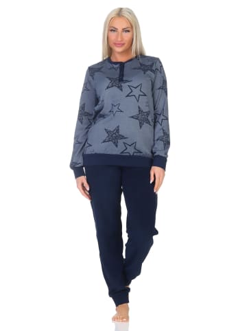 NORMANN Frottee Schlafanzug langarm Bündchen Sterne - 87138 in marine