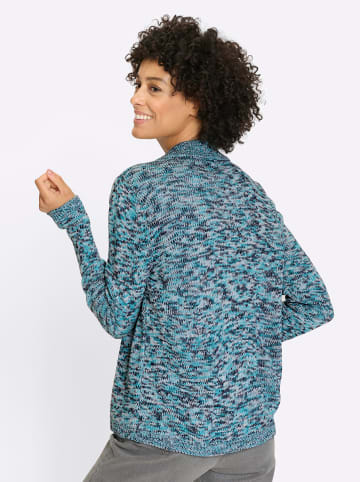 Sieh an! Strickjacke in türkis-hellblau-meliert