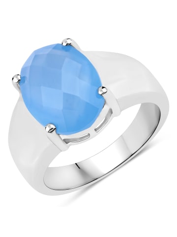 Xen Ring "Chalcedon dyed blue 925 Sterlingsilber" in Blau