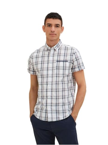 Tom Tailor Halbarmhemd in off white colorful check