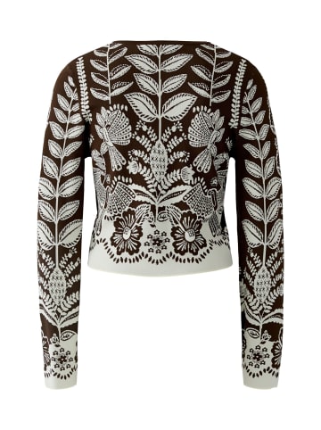 Oui Strickjacke in dk brown offwhite