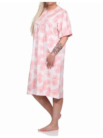 NORMANN kurzarm Nachthemd Knopfleiste am Hals - 77403 in rosa