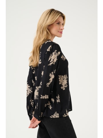 Kaffe Langarm-Bluse KAsomia Loose fit in Black/Brown Flower Print