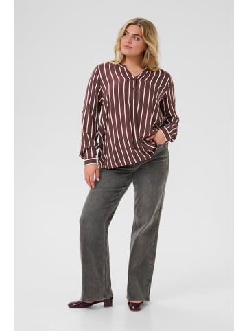 KAFFE curve Langarm-Bluse KCsida Regular fit in Fudge / Lotus Stripe